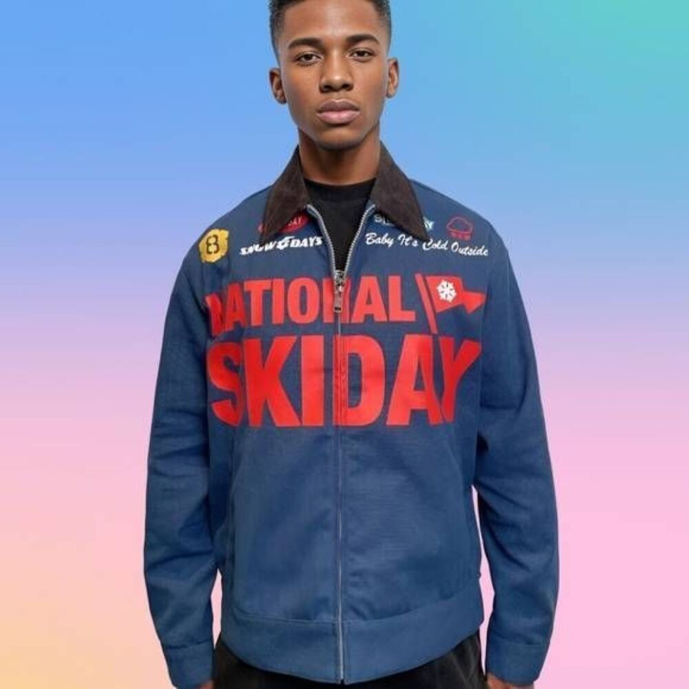 Snowday Denim Jean Bomber Race Jacket NWT XXL Unisex Streetwear Utility Outdoor